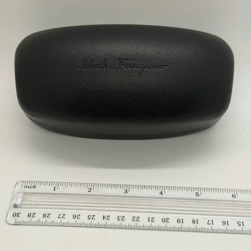 Salvatore Ferragamo Black Textured Hard Shell Eyeglass Case Elegant Sophisticate